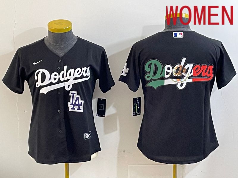 Women Los Angeles Dodgers Blank Black Game 2024 Nike MLB Jersey style 11213->women mlb jersey->Women Jersey